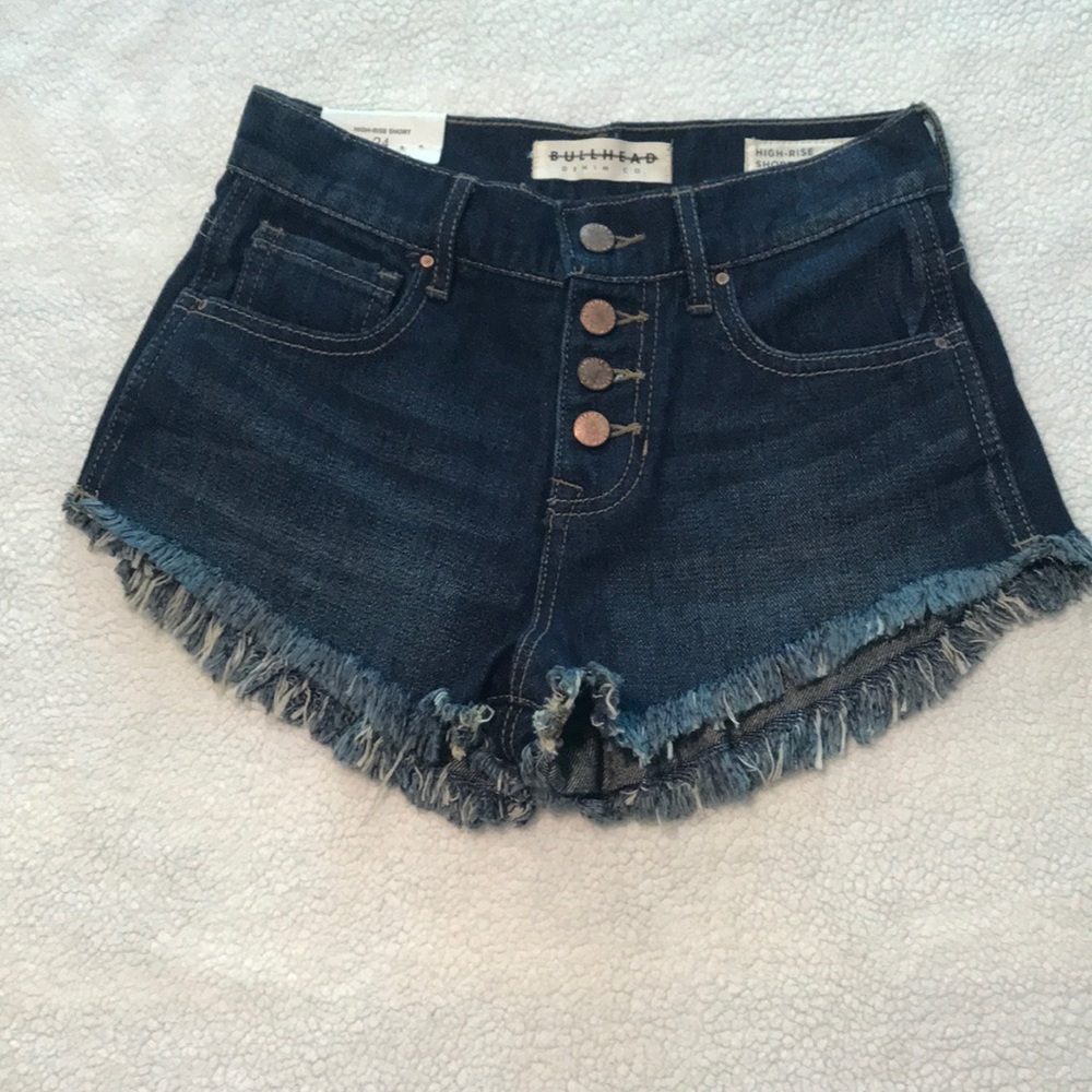 Bullhead darkwash high rise shorts
